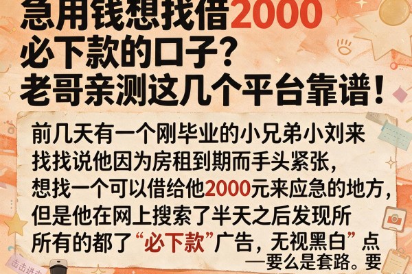 急用钱想找借2000必下款的口子？老哥亲测这几个平台靠谱！
