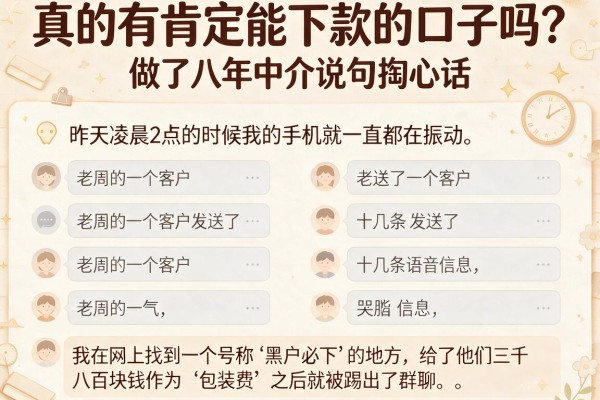 真的有肯定能下款的口子吗？做了八年中介说句掏心话