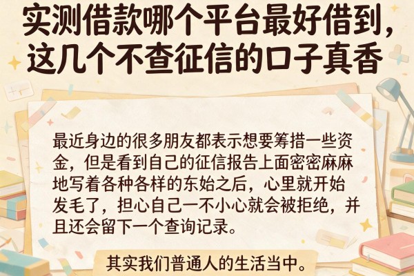 实测借款哪个平台最好借到，这几个不查征信的口子真香