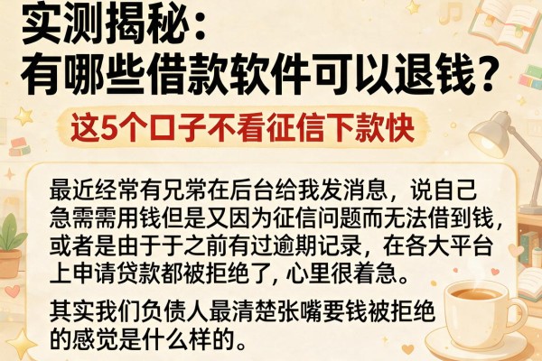 实测揭秘：有哪些借款软件可以退钱？这5个口子不看征信下款快