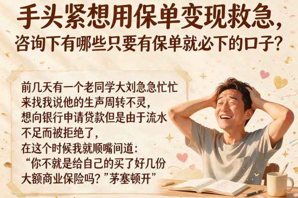 手头紧想用保单变现救急，咨询下有哪些只要有保单就必下的口子？