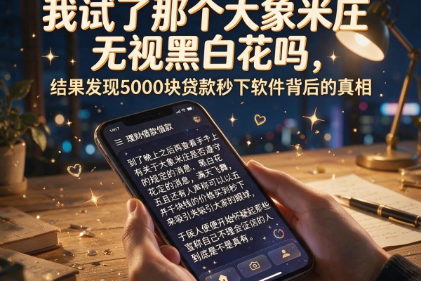 我试了那个大象米庄无视黑白花吗，结果发现5000块贷款秒下软件背后的真相