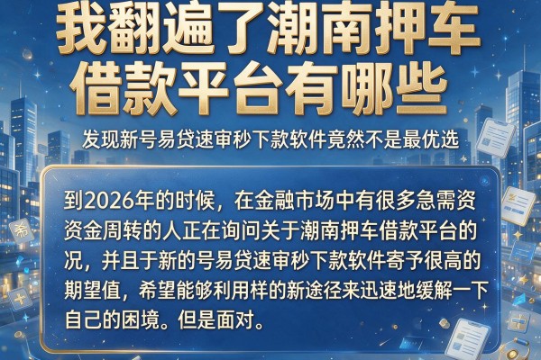 我翻遍了潮南押车借款平台有哪些，发现新号易贷速审秒下款软件竟然不是最优选