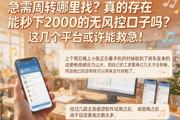 急需周转哪里找？真的存在能秒下2000的无风控口子吗？这几个平台或许能救急！