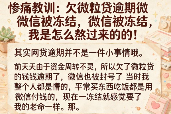 惨痛教训：欠微粒贷逾期微信被冻结，我是怎么熬过来的