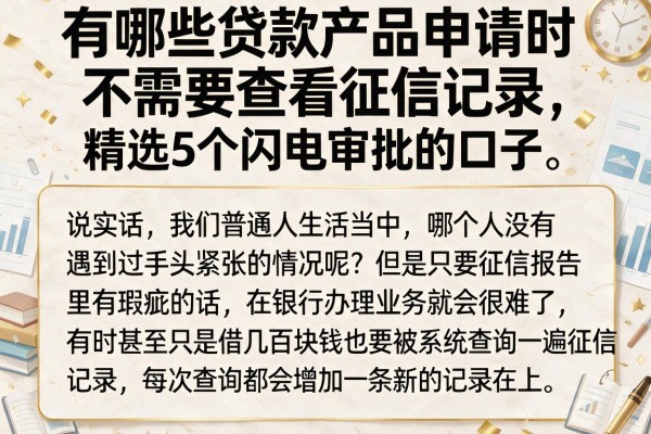 有哪些贷款产品申请时不需要查看征信记录,精选5个闪电审批的口子