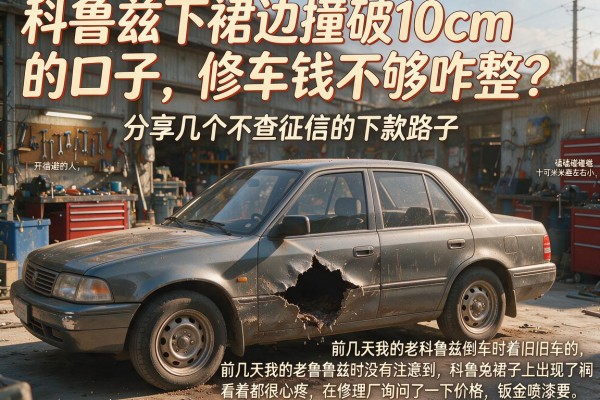 科鲁兹下裙边撞破10cm的口子，修车钱不够咋整？分享几个不查征信的下款路子
