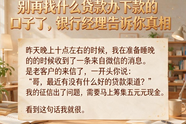 别再找什么贷款办下款的口子了，银行经理告诉你真相