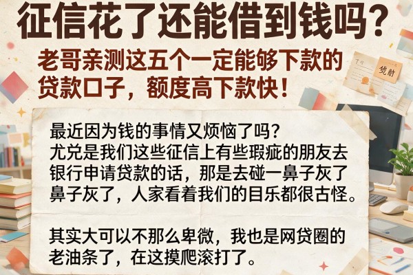 征信花了还能借到钱吗？老哥亲测这五个一定能够下款的贷款口子，额度高下款快！