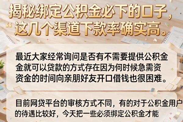 揭秘绑定公积金必下的口子，这几个渠道下款率确实高