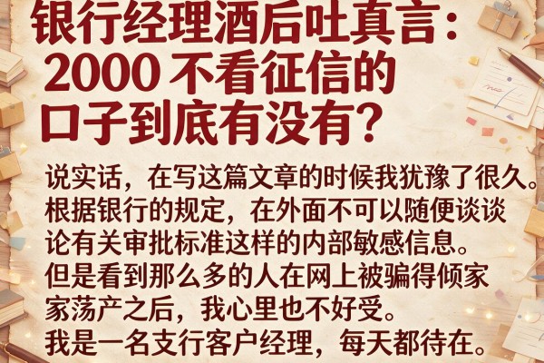 银行经理酒后吐真言：2000不看征信的口子到底有没有？