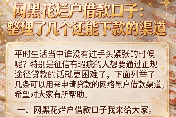 网黑花烂户借款口子：整理了几个还能下款的渠道