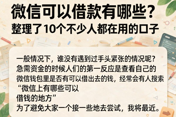 微信可以借款有哪些？整理了10个不少人都在用的口子