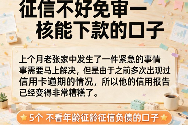 征信不好免审核能下款的口子，概括5个不看年龄征信负债的口子