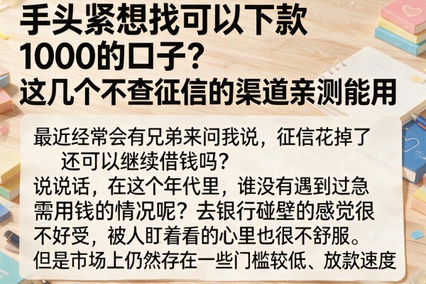 手头紧想找可以下款1000的口子？这几个不查征信的渠道亲测能用