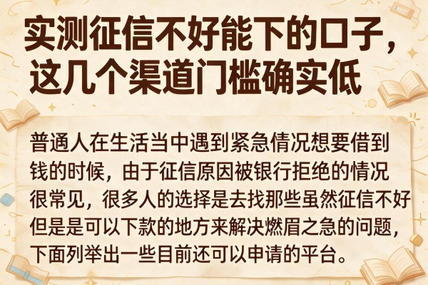实测征信不好能下的口子，这几个渠道门槛确实低