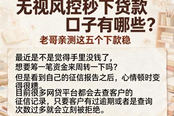 无视风控秒下贷款口子有哪些?老哥亲测这五个下款稳