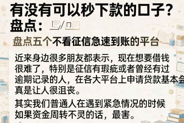 有没有可以秒下款的口子？盘点五个不看征信急速到账的平台