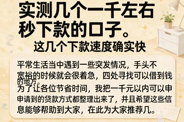 实测几个一千左右秒下款的口子，这几个下款速度确实快