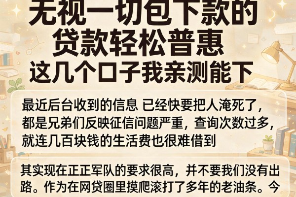 无视一切包下款的贷款轻松普惠，这几个口子我亲测能下