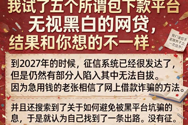 我试了五个所谓包下款平台无视黑白的网贷，结果和你想的不一样
