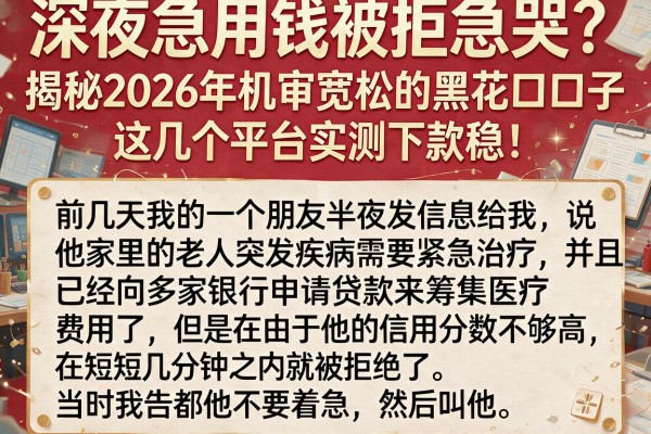 深夜急用钱被拒急哭?揭秘2026年机审宽松的黑花口子,这几个平台实测下款稳!