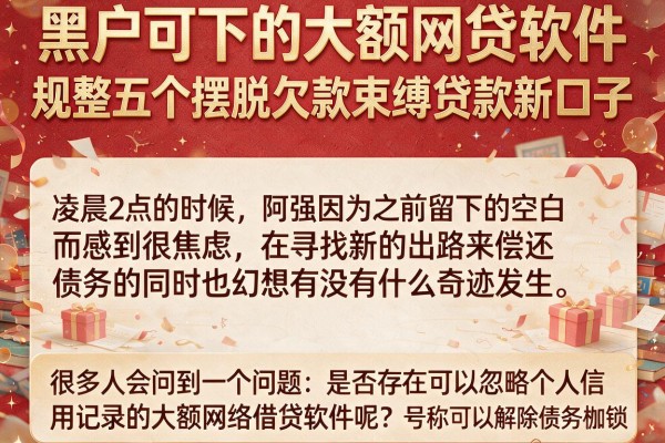 黑户可下的大额网贷软件，规整五个摆脱欠款束缚贷款新口子
