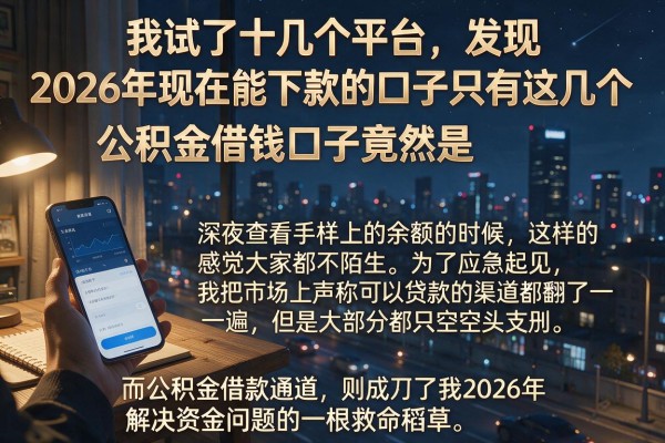 我试了十几个平台，发现2026年现在能下款的口子只有这几个，公积金借钱口子竟然是关键