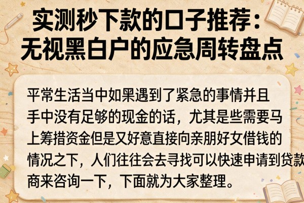 实测秒下款的口子推荐：无视黑白户的应急周转盘点