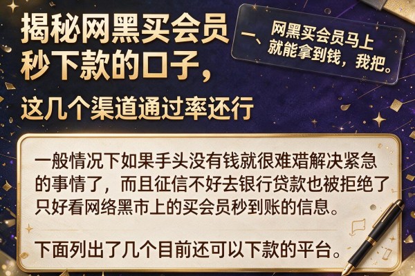 揭秘网黑买会员秒下款的口子，这几个渠道通过率还行
