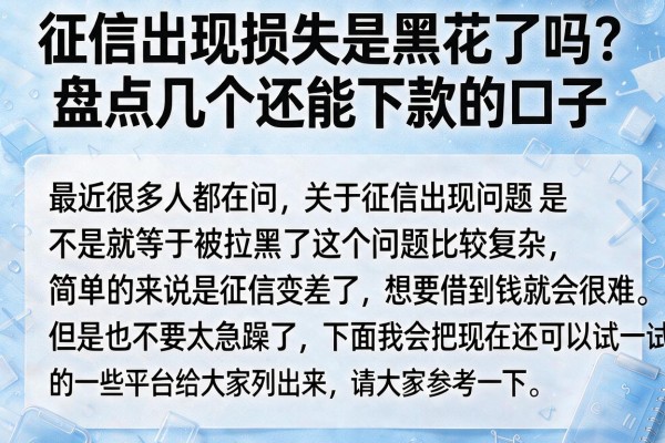征信出现损失是黑花了吗?盘点几个还能下款的口子