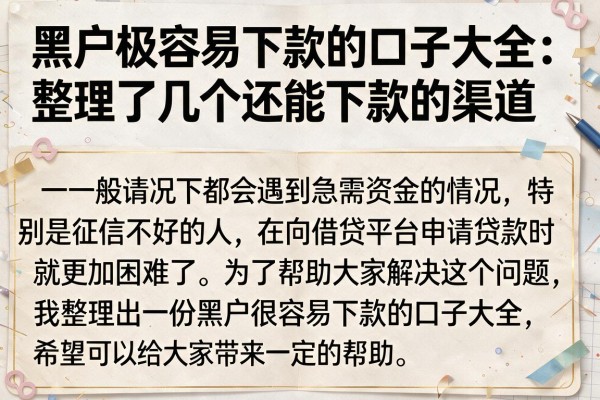 黑户极容易下款的口子大全：整理了几个还能下款的渠道