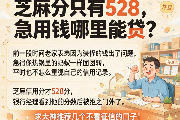 芝麻分只有528，急用钱哪里能贷？求大神推荐几个不看征信的口子！