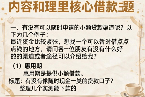 有没有像随时现金一类的贷款口子？整理几个实测能下款的
