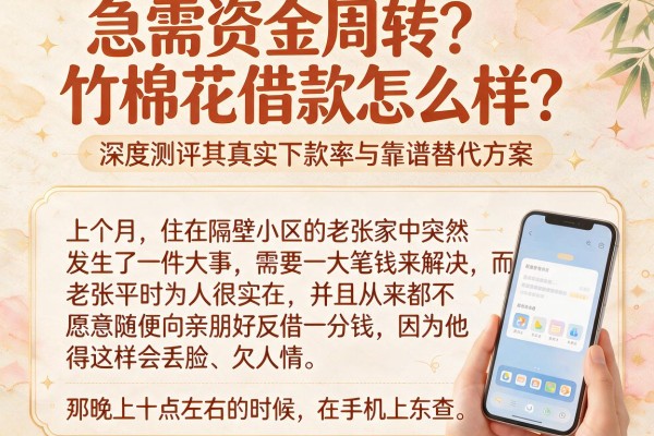 急需资金周转?竹棉花借款怎么样?深度测评其真实下款率与靠谱替代方案