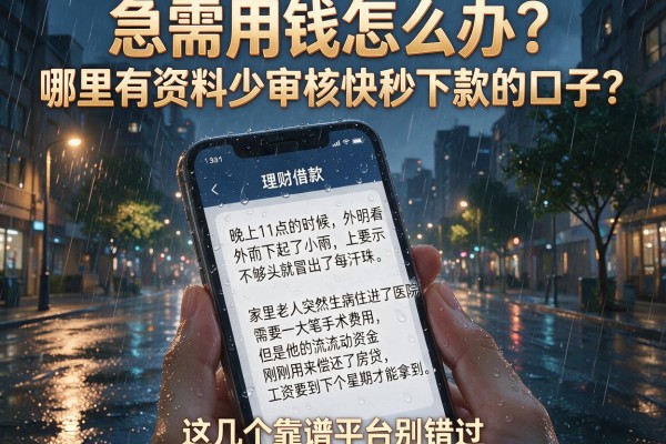急需用钱怎么办？哪里有资料少审核快秒下款的口子？这几个靠谱平台别错过