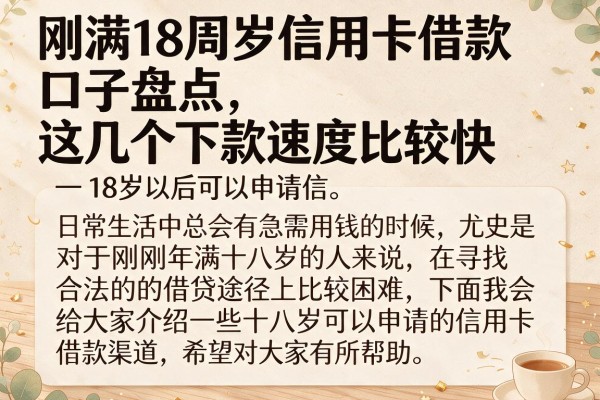 刚满18周岁信用卡借款口子盘点，这几个下款速度比较快