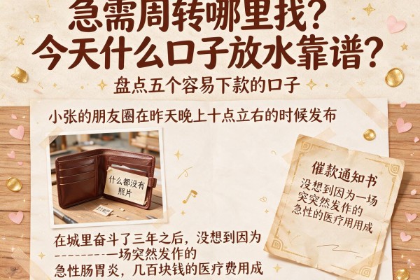 急需周转哪里找？今天什么口子放水靠谱？盘点五个容易下款的口子