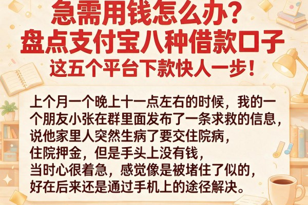 急需用钱怎么办？盘点支付宝八种借款口子，这五个平台下款快人一步！