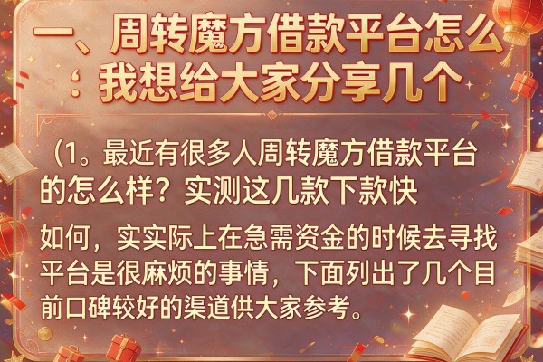 周转魔方借款平台怎么样？实测这几款下款快