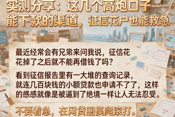实测分享：这几个高炮口子能下款的渠道，征信花户也能救急