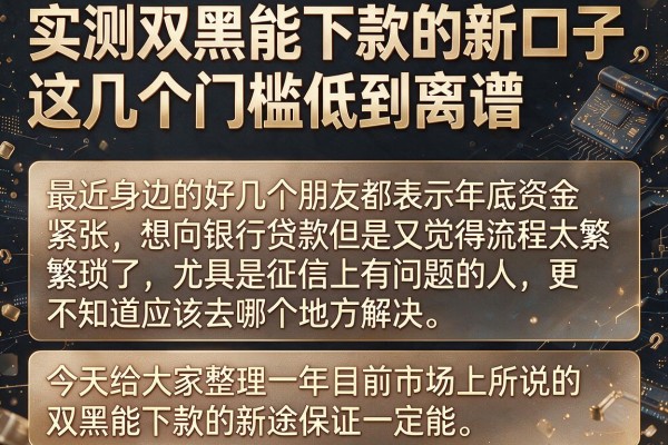 实测双黑能下款的新口子，这几个门槛低到离谱