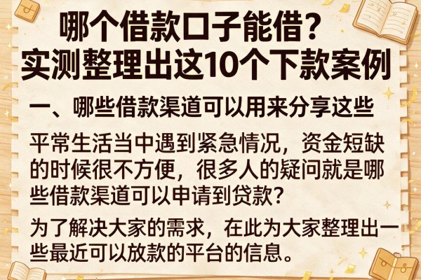 哪个借款口子能借？实测整理出这10个下款案例