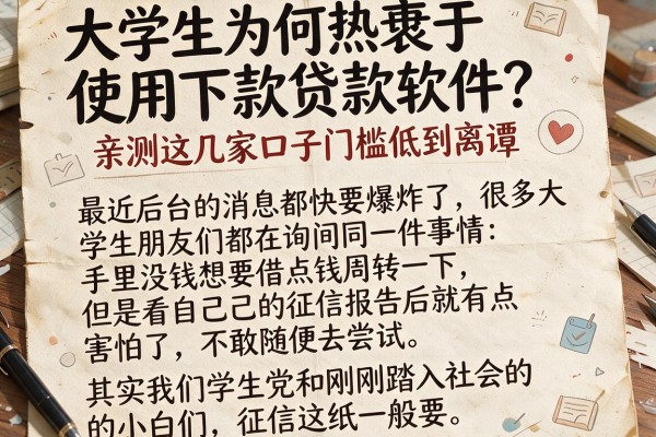 大学生为何热衷于使用下款贷款软件？亲测这几家口子门槛低到离谱