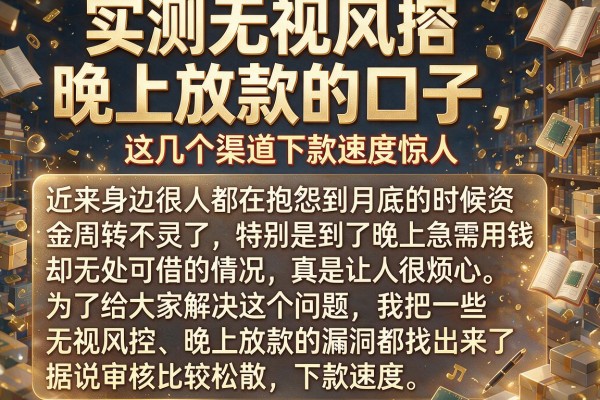 实测无视风控晚上放款的口子，这几个渠道下款速度惊人