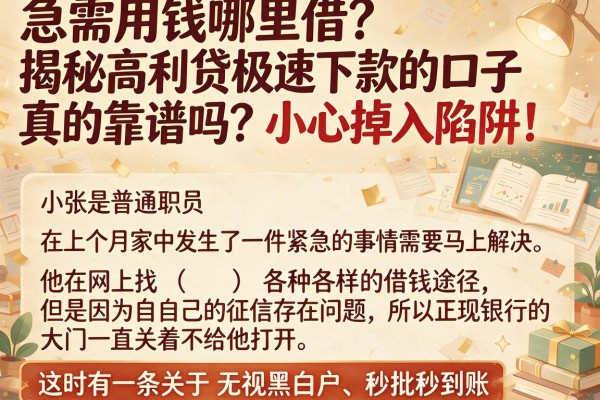 急需用钱哪里借?揭秘高利贷极速下款的口子真的靠谱吗?小心掉入陷阱!