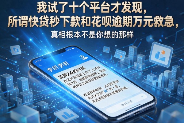 我试了十个平台才发现，所谓快贷秒下款和花呗逾期万元救急，真相根本不是你想的那样