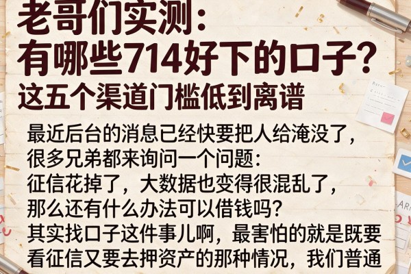 老哥们实测：有哪些714好下的口子？这五个渠道门槛低到离谱