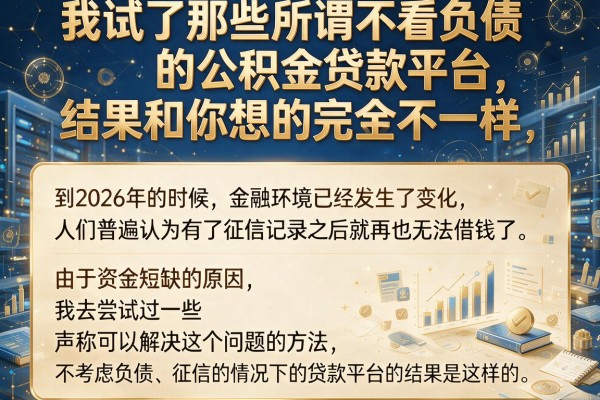 我试了那些所谓不看负债的公积金贷款平台，结果和你想的完全不一样