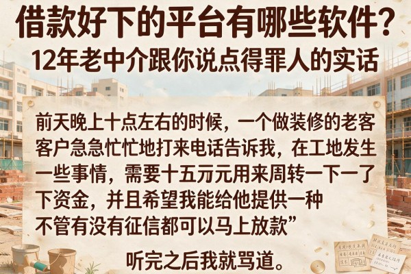 借款好下的平台有哪些软件？12年老中介跟你说点得罪人的实话
